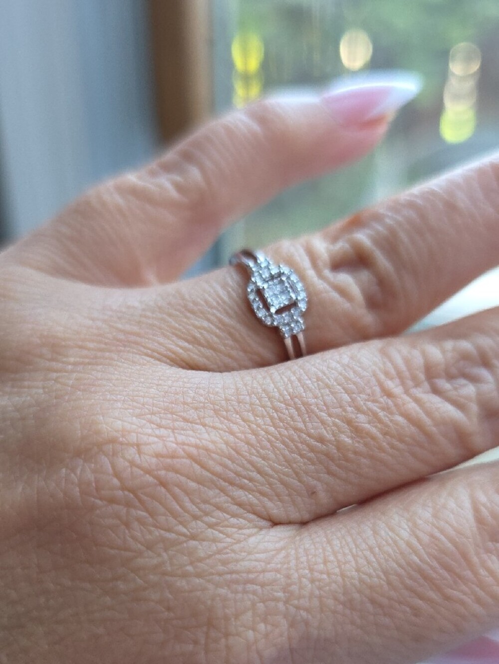 ✨ Don Roberto 10K White Gold Diamond Cushion Halo Promise Ring - Size 7 - Picture 10 of 10